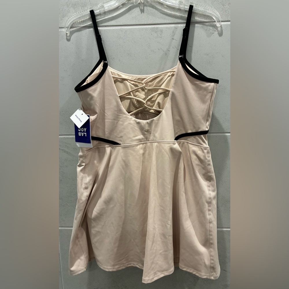 NWT JoyLab Active Dress Beige With Black Detail Strappy Sleeves Size L - Picture 3 of 5